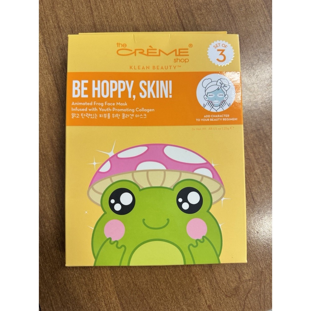 The Crème Shop Be Hoppy‎ Skin Animated Frog Face Mask Set of 3 Collagen NEW